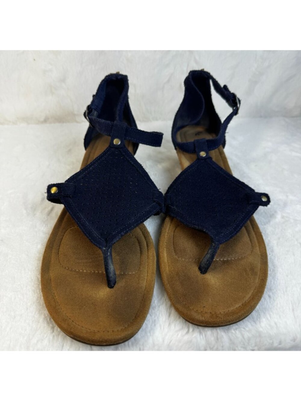 Koolaburra By UGG Womens Briona Wedge Sandal Insignia Blue Size US 9 Cork Suede - Picture 3 of 11